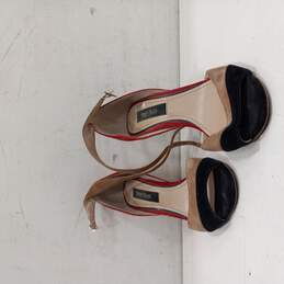 Women's Black/Red/Tan Suede Open Toe Heels Size 6.5M