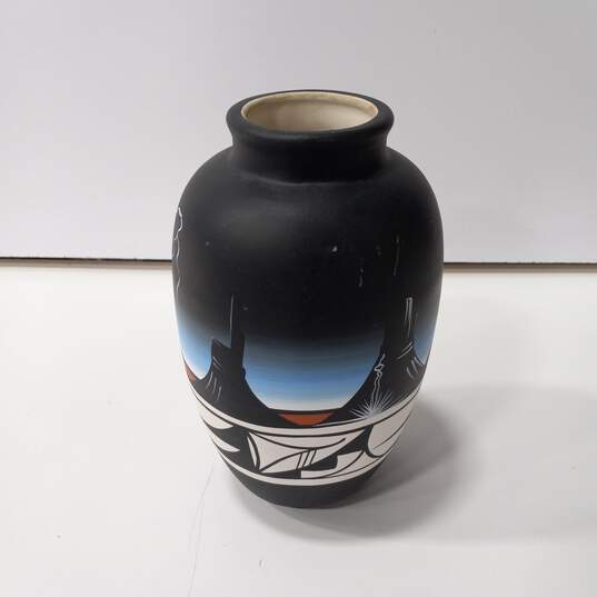 Native American Themed Pottery Vase image number 3