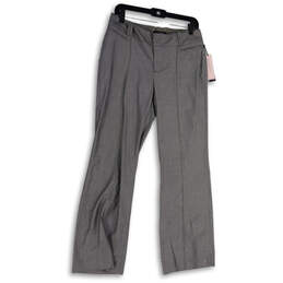 NWT Womens Gray Pockets Flat Front Straight Leg Dress Pants Size 8 Petites