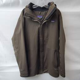 Patagonia Brown Hooded Zip-Up Rain Jacket Mens Size L