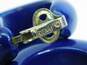 Vintage Crown Trifari Geometric Blue Lucite & Gold Tone Clip-On Hoop Earrings 15.6g image number 6