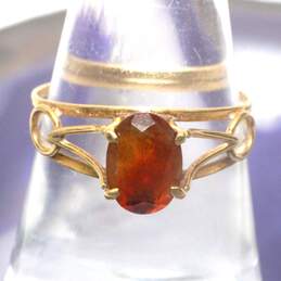 18K Yellow Gold Oval Citrine Ring Size 7.25 - 1.9g