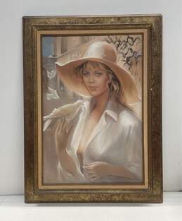 "La Colombe D'Or" Oil on canvas of Portrait of a Woman by Michel Bonnand Signed
