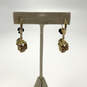 Designer Betsey Johnson Gold-Tone Rhinestone Skull Clip-On Drop Earrings image number 2