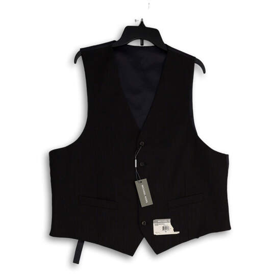 NWT Mens Black Blue Check V-Neck Welt Pocket Button Front Suit Vest XL image number 1