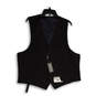 NWT Mens Black Blue Check V-Neck Welt Pocket Button Front Suit Vest XL image number 1