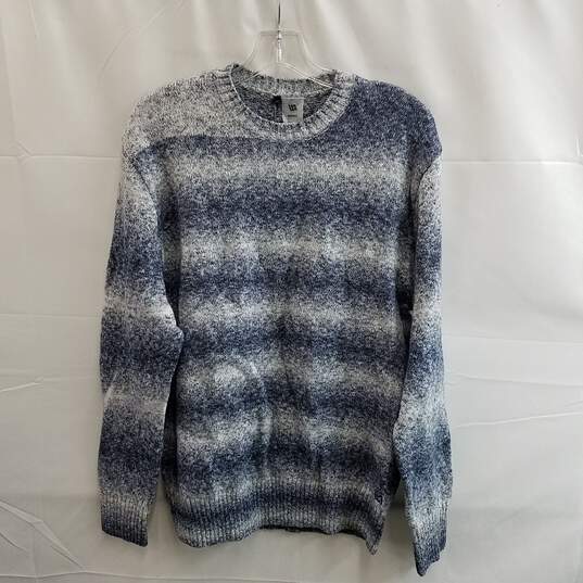 VRST Men's Navy Striped Cotton Relaxed Cozy Sweater Size Small image number 1
