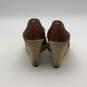 Womens Olivia Brown Peep Toe Slip On Wedge Espadrille Pump Heels Size 10 M image number 4