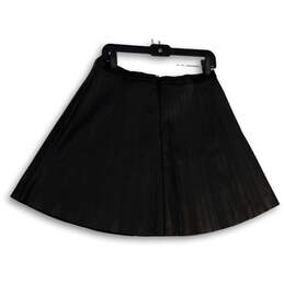Womens Black Flat Front Stretch Back Zip Short A-Line Skirt Size 10 alternative image