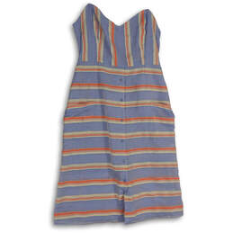 NWT Womens Multicolor Striped V-Neck Smocked Mini Dress Size Large