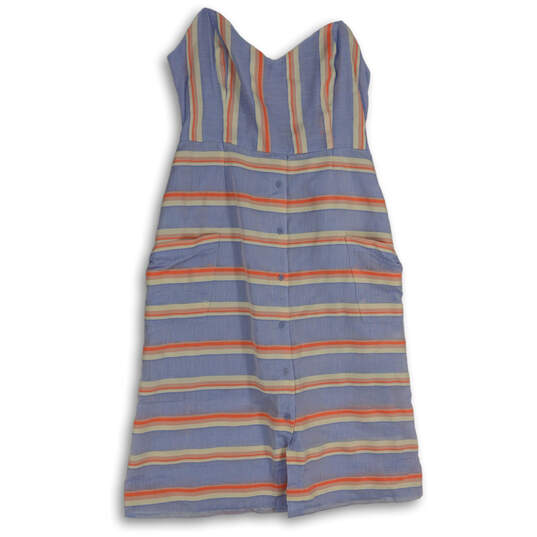 NWT Womens Multicolor Striped V-Neck Smocked Mini Dress Size Large image number 1