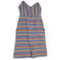 NWT Womens Multicolor Striped V-Neck Smocked Mini Dress Size Large image number 1