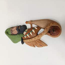 Hand Carved Wooden Trapper Wall Hanging Figure