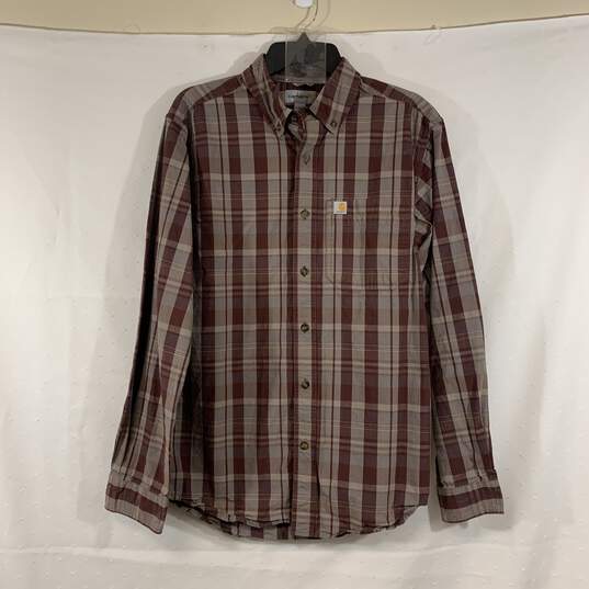 Men's Plaid Carhartt Relaxed Button-Down Shirt, Sz. M image number 1
