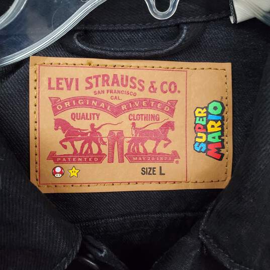 Levi's Super Mario Black Cotton Denim Jacket MN Size L image number 3