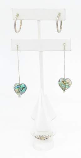 Artisan 925 Abalone Shell Heart Jewelry & Hoop Earrings