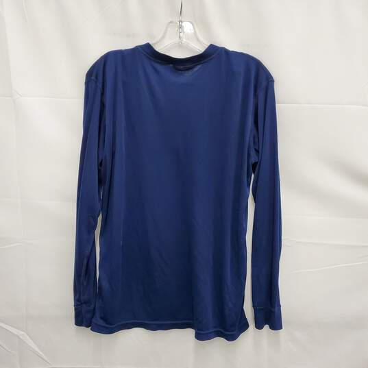 VTG Patagonia Capilene WM's Royal Blue Long Sleeve & Pink Snap Button T-Shirt Size L image number 2
