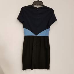 Womens Black Blue Colorblock Short Sleeve Round Neck Mini Dress Size 4 alternative image