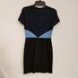 Womens Black Blue Colorblock Short Sleeve Round Neck Mini Dress Size 4 image number 2