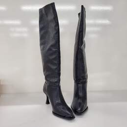 Vicenza Women's Soft Black Leather High Heel Boots Size 6 alternative image