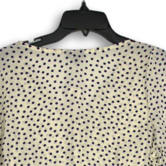 NWT Talbots Womens Navy Blue White Polka Dot V-Neck Pullover Blouse Top Size 10P image number 4