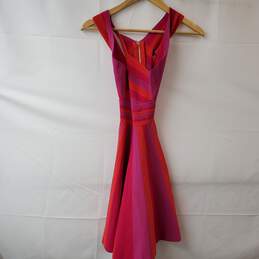 Ted Baker Kilyiee Cross Over Knitted Pink Stripe Skater Dress Women's M