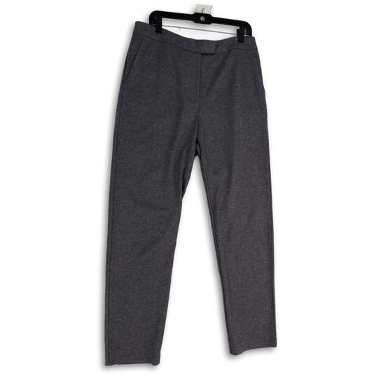 NWT Womens Gray Flat Front Slash Pocket Straight Leg Dress Pants Size 12 image number 1