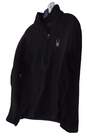 Mens Black Long Sleeve Collared Lined 1/4 Zip Fleece Jacket Size Small image number 1
