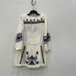 NWT Free People Womens White Blue Embroidered Long Sleeve Mini Dress Size SP alternative image