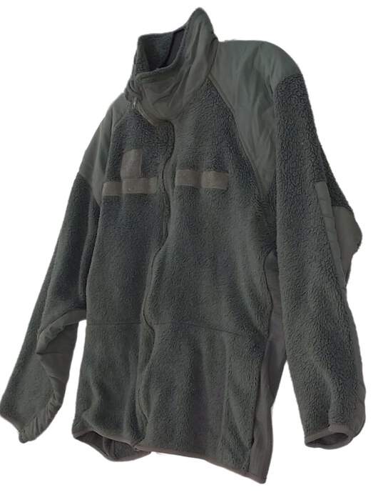 US Military Unisex Kids Green Full Zip Fleece Coat Jacket Size LR image number 1