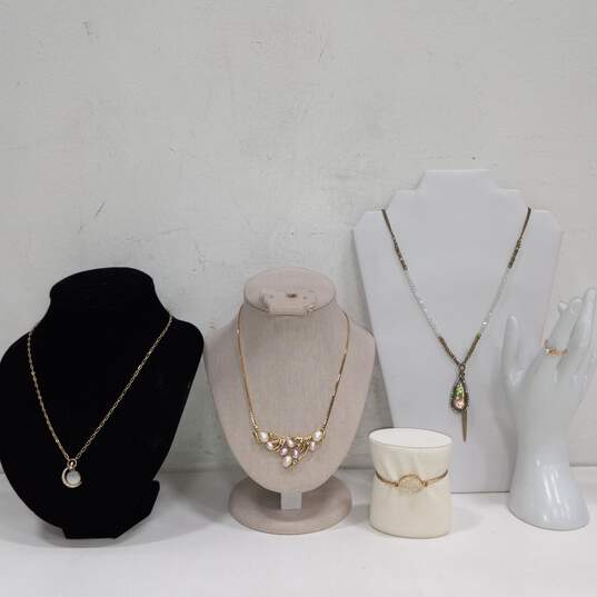 Bundle of Assorted Gold Tinted Fashion Jewelry image number 1