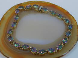10K Yellow Gold Oval Mystic Topaz Tennis Bracelet 6.6g alternative image