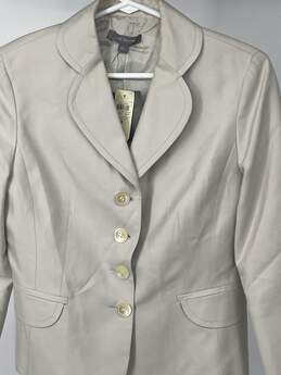 Ann Taylor Womens Beige Long Sleeve Four Button Blazer Size 4 T-0528886-D alternative image