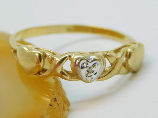 10K Yellow Gold Diamond Accent Hugs & Kisses Ring 1.3g image number 2