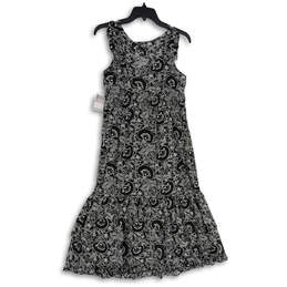 NWT Womens Black White Printed Surplice Neck Sleeveless Maxi Dress Size 6 alternative image