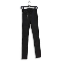 NWT Womens Black Denim Dark Wash Distressed High-Rise Skinny Jeans Size 26