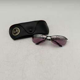 Ray Ban Mens RB 3186 Black Purple Half Rim Wrap Sunglasses with Case