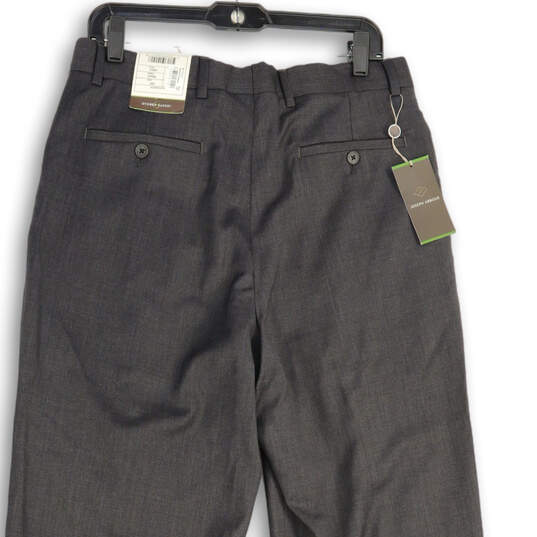 NWT Mens Gray Flat Front Slash Pocket Straight Leg Dress Pants Size 34R image number 4