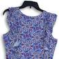 NWT Loft Womens Blue Floral V-Neck Sleeveless A-Line Dress Size LP image number 4