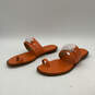NIB Womens Rory 40R3ROFA1L Orange Leather Logo Flat Thong Sandals Size 11M image number 4