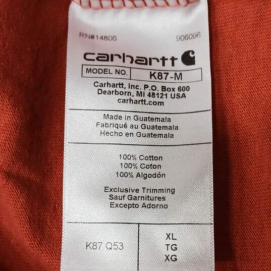 Carhartt Men's Orange Loose Fit T-Shirt Size XL image number 4