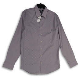 NWT Mens Pink Blue Long Sleeve Spread Collar Button-Up Shirt Size M Tall