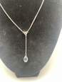 Authentic Womens Silver-Tone Crystal Drop Pendant Chain Necklace image number 3
