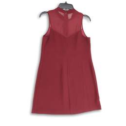 NWT Womens Red Sleeveless Mock Neck Sheer Back Zip Mini Dress Size XS alternative image