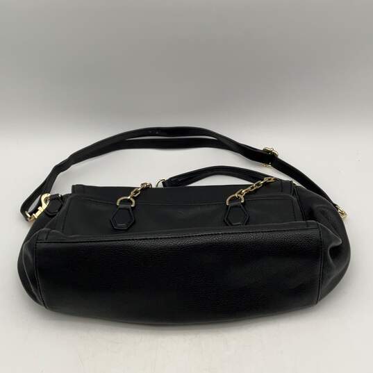Tory Burch Womens Black Leather Adjustable Strap Flap Crossbody Handbag image number 2