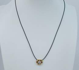 10K Two Tone Yellow & White Gold CZ Heart Pendant Necklace 2.7g
