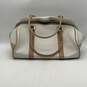Estee Lauder Womens White Tan Double Handle Zipper Mini Tote Duffle Bag image number 1