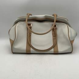 Estee Lauder Womens White Tan Double Handle Zipper Mini Tote Duffle Bag