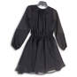 NWT Womens Black Pleated Balloon Sleeve Pullover Fit & Flare Dress Size XS image number 2