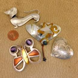 Artisan Mixed Metals Modern Stamped Brooch Lot